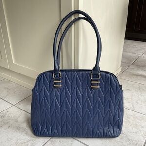 Pierre Cardin Quilted Navy Vegan Leather Tote Bag
